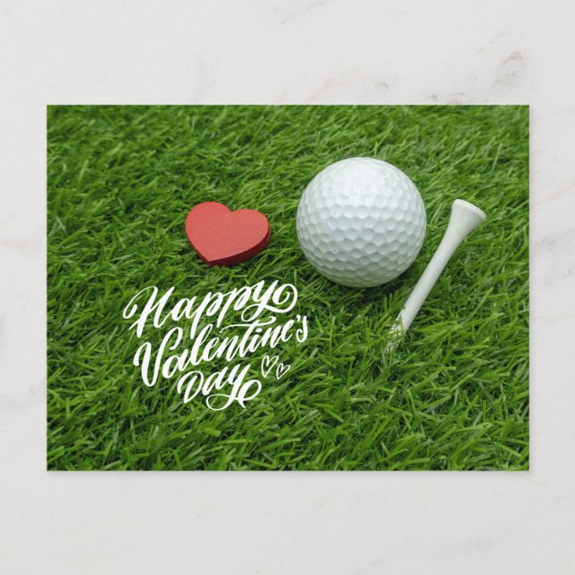 Golf Valentindagen för Golfer med KÄRLEK Helgdag Helg Vykort (Framsida)