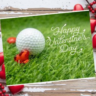 Golf Valentindagen med boll för Golfer Helg Vykort