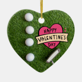 Golf Valentindagen med boll för golfer Julgransprydnad Keramik