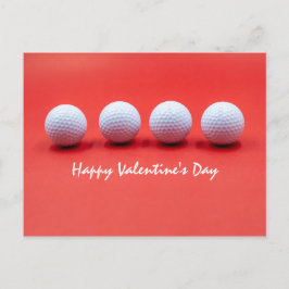 Golf Valentindagen med golf bollar är röd Vykort