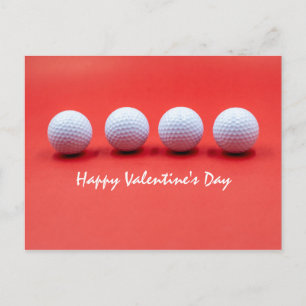 Golf Valentindagen med golf bollar är röd Vykort