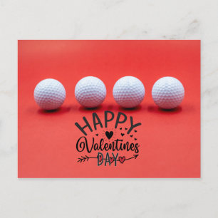Golf Valentindagen med golf bollar är röd Vykort