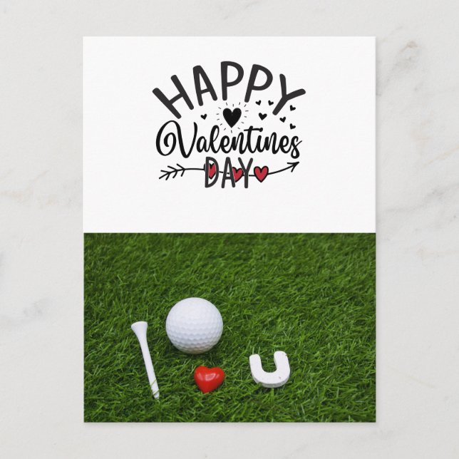 Golf Valentindagen med golf bollar för Golfer Vykort (Framsida)