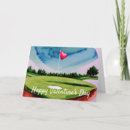 Golf Valentindagen på golfbanans vattenfärg Helgkort