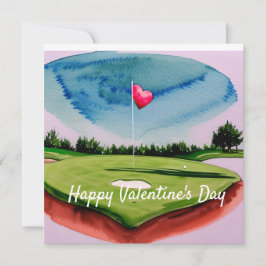 Golf Valentindagen på golfbanans vattenfärg Julkort