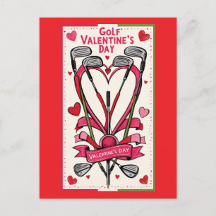 Golf Valentine Day Card - Tee up your Kärlek Helg Vykort