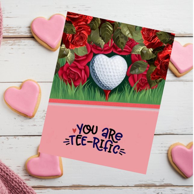 Golf Valentine Day Card - Tee up your Kärlek Helg Vykort (Skapare uppladdad)