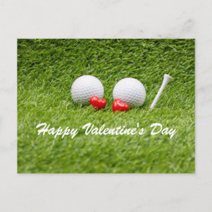 Golf Valentines två golf bollar kärlek hjärta Vykort