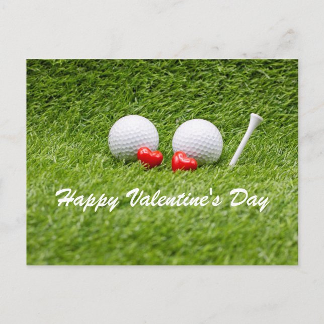 Golf Valentines två golf bollar kärlek hjärta Vykort (Framsida)