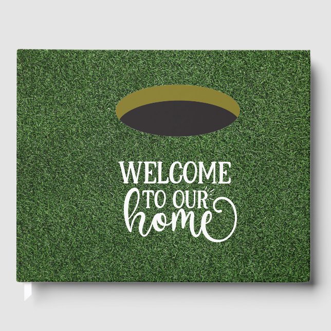 Golf Välkommen till vår golfer på grönt Gästböcker (Framsida)