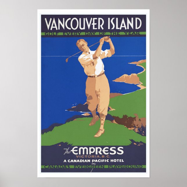 Golf Vancouver Island Kanada - Vintage resor Poster (Framsidan)