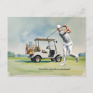 Golf vi har flyttat till nytt hus akvarell stil vykort
