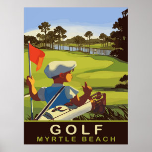 Golf vid Myrtle Beach, South Carolina, Travel Poster