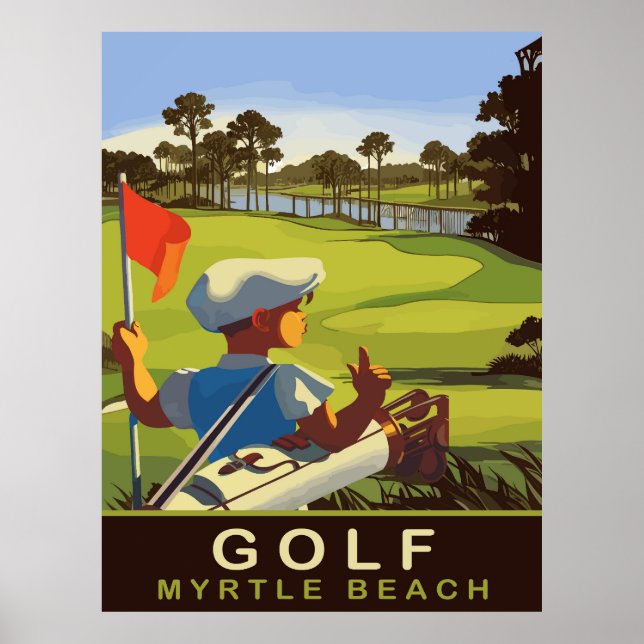 Golf vid Myrtle Beach, South Carolina, Travel Poster (Framsidan)