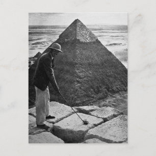 Golf vid Pyramids Vintage Black and White Vykort
