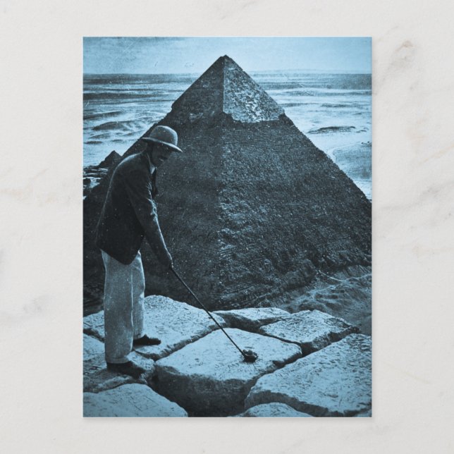 Golf vid Pyramids Vintage Blue Toned Vykort (Framsida)