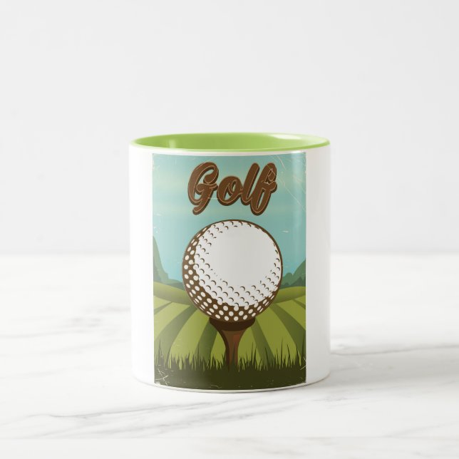 Golf vintage stil affisch Två-Tonad mugg (Center)