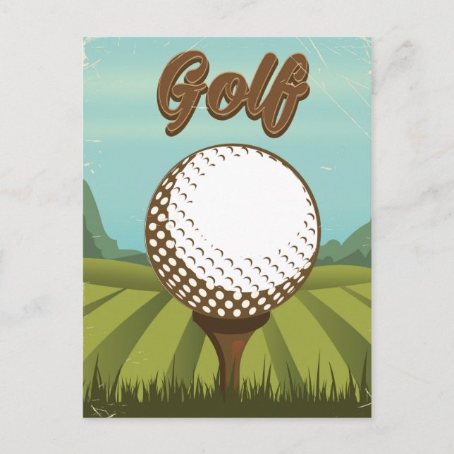 Golf vintage stil affisch vykort (Framsida)