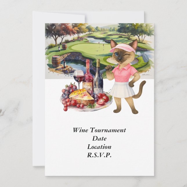 Golf vintastningsturnering med vin på banan  inbjudningar (Framsida)