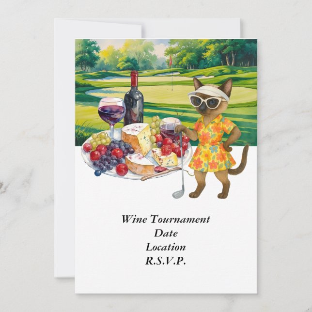 Golf vintastningsturnering med vin på banan  inbjudningar (Framsida)