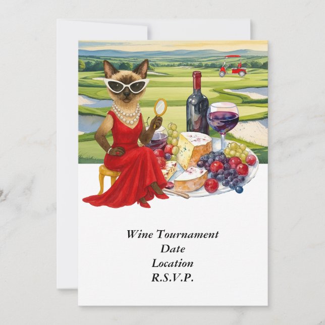 Golf vintastningsturnering med vin på banan  inbjudningar (Framsida)