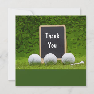 Golf-vykort med tack ord på svarta tavlan kort