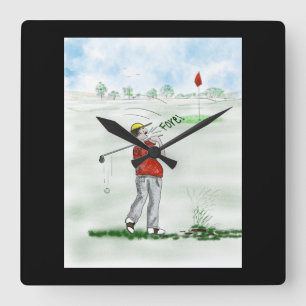 Golf Wall Clock Fyrkantig Klocka