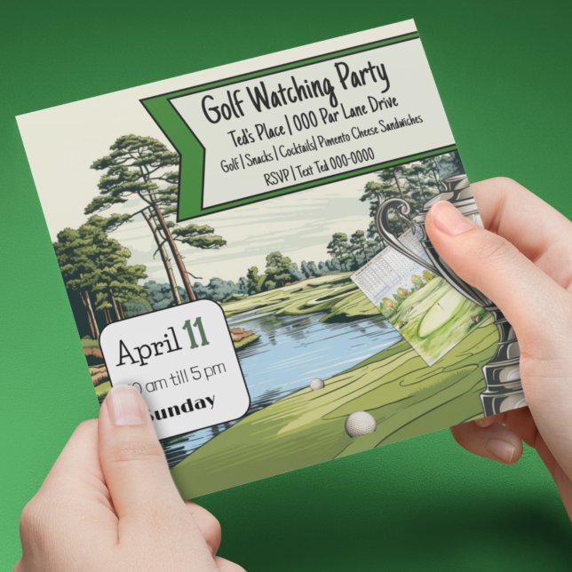 Golf Watching Party | Födelsedag | PENSION (Fore!  Gold Watching Party invitation and customizable invite for golf fans. )