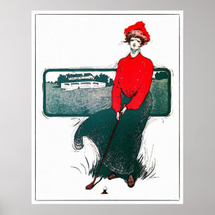 Golf Watercolor-utskrift för vintage 1930 Poster