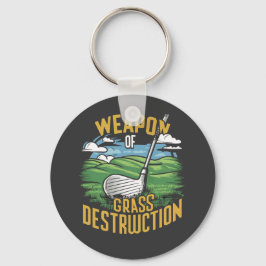 Golf Weapon of Grass Destruction Art Nyckelring