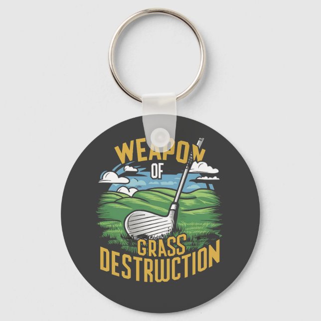 Golf Weapon of Grass Destruction Art Nyckelring (Framsida)