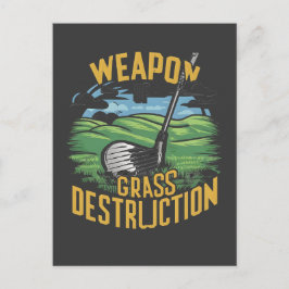 Golf Weapon of Grass Destruction Art Vykort