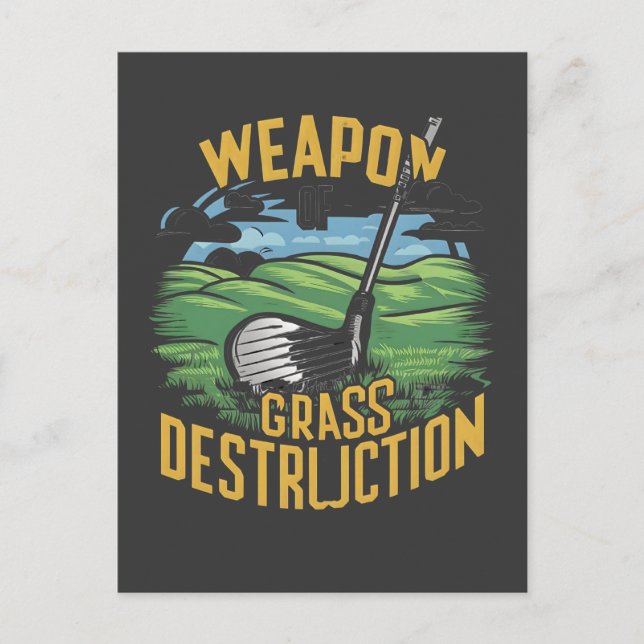 Golf Weapon of Grass Destruction Art Vykort (Framsida)