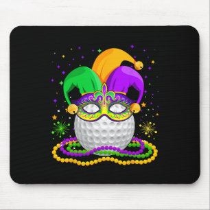 Golf Wearing Jester Hat Mask Pärlor Mardi Gras Pl Musmatta