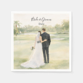 Golf wedding Birde and Groom on Putting Green Pappersservett