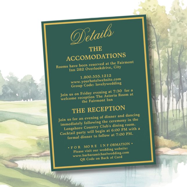 Golf Wedding Details Enclosure Card Tilläggskort (Skapare uppladdad)