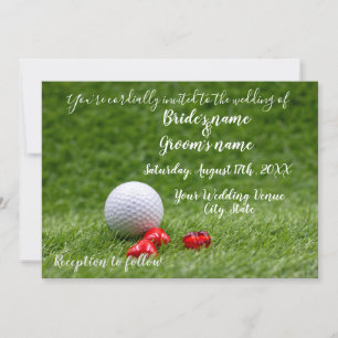 Golf Wedding-kort med golf boll Inbjudningar