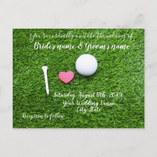 Golf Wedding-kort med kärlek i grönt Vykort