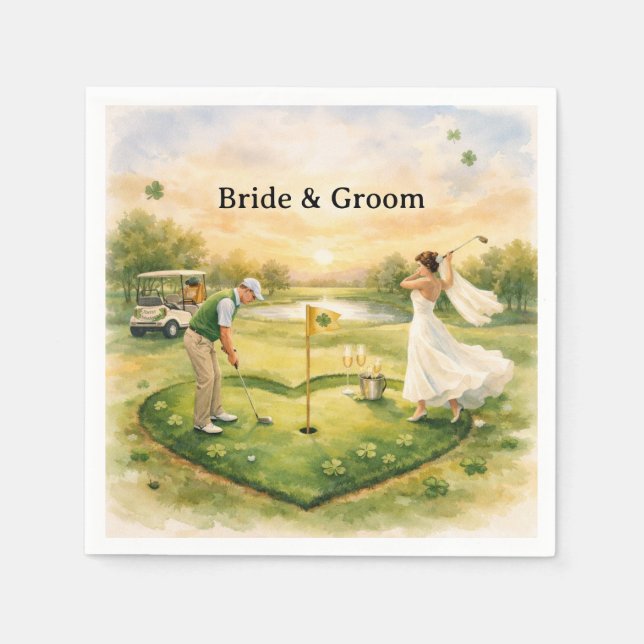 Golf Wedding Lucky in Love St. Patrick's Day theme Pappersservett (Framsidan)
