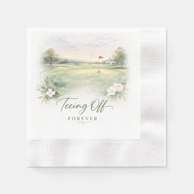 Golf Wedding Napkins | Teeing Off Forever Country  Pappersservett (Framsidan)