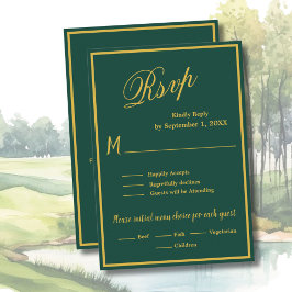 Golf Wedding RSVP Card QR Code Optional  OSA Kort