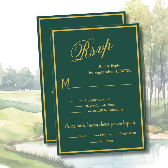 Golf Wedding RSVP Card QR Code Optional  OSA Kort (Skapare uppladdad)