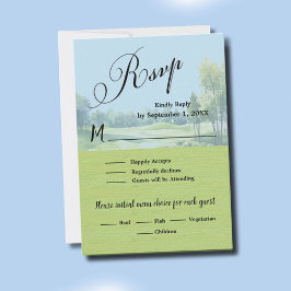 Golf Wedding RSVP Card QR Code Optional  OSA Kort