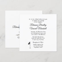 Golf Wedding Theme White Invitations