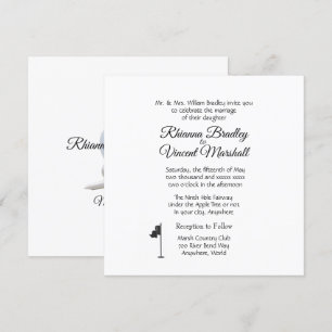 Golf Wedding Theme White Invitations Inbjudningar