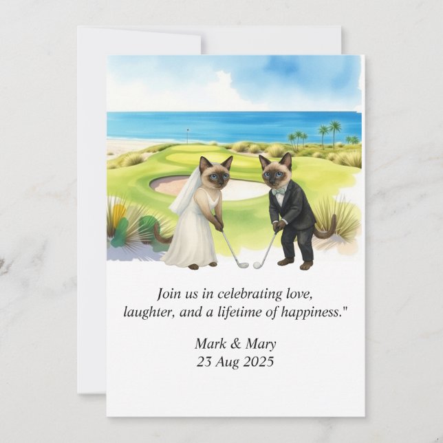 Golf Wedding themed for Cat Lovers Inbjudningar (Framsida)