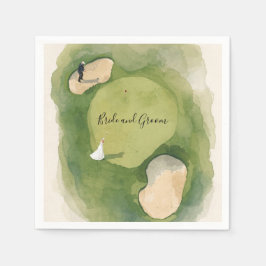 Golf Wedding with bride and groom on golf course Pappersservett