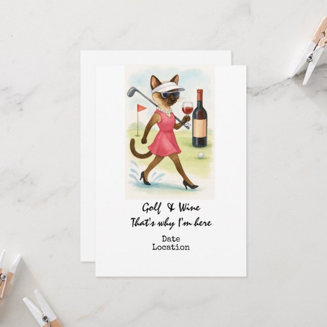 Golf Wine Tasting Event Invitation  Inbjudningar (Fram/Back In Situ)