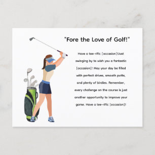 Golf Woman Golfer är Golfing Vykort