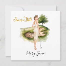 Golf Woman golfer on golf course Bridal  Spara Datumet